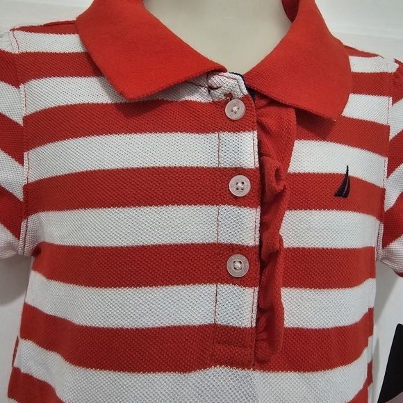 Nautica Girls Red & White Stripe Polo Dress Size 3T NWT - Picture 4 of 14